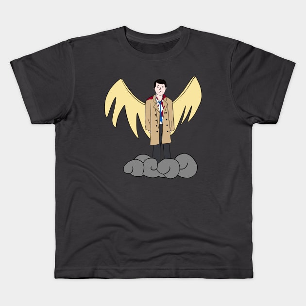 Supernatural Cartoon Angel Castiel TV Kids T-Shirt by Jamie Collins